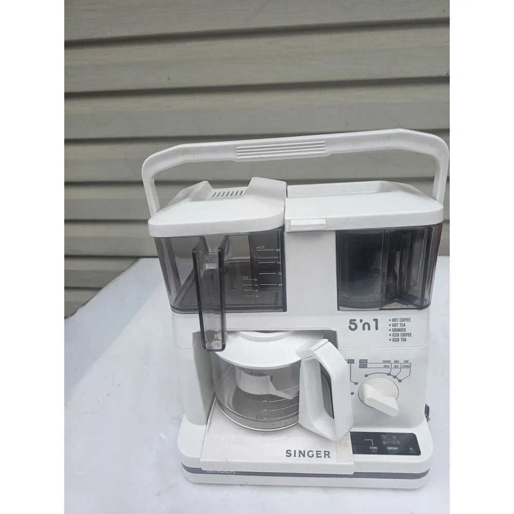 Singer 5 'n 1 Hot Iced Coffee Tea Maker, Model 470 W White Vintage